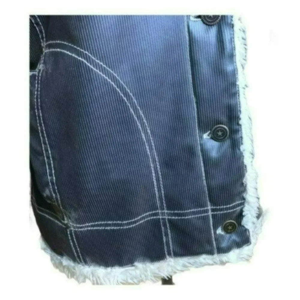 Universal Studios Retro Brown Pinstriped Faux Fur Lined Bomber Jacket Size M - Picture 9 of 15